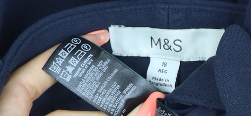 Marks & Spencer Women Navy UK 18 Wide Leg Belted Tailored Trousers