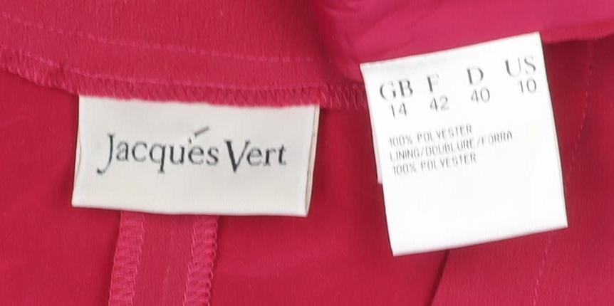 Jacques Vert Women's Pink UK 14 Button-Up V-Neck Short Sleeve Blouse