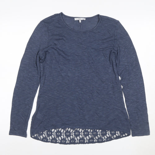 Next Women Blue UK 14 Long Sleeve Round Neck Lace Hem Tunic Jumper