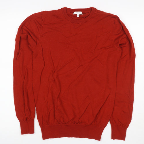 Reiss Men’s Red Medium 100% Wool Crew Neck Fine Knit Pullover Jumper