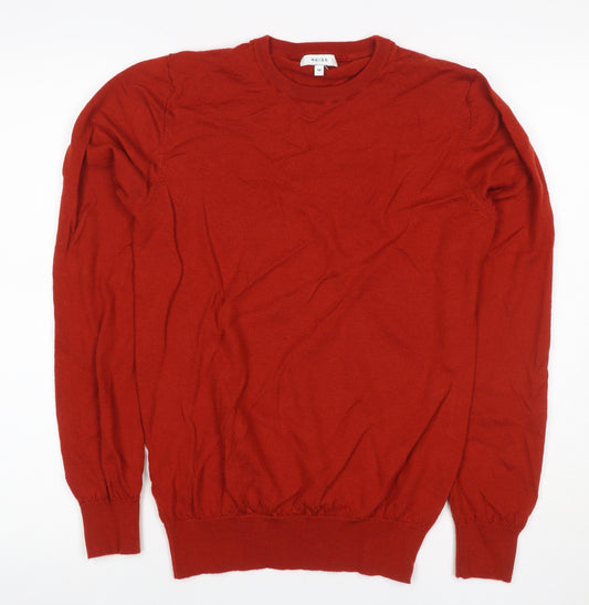Reiss Men’s Red Medium 100% Wool Crew Neck Fine Knit Pullover Jumper
