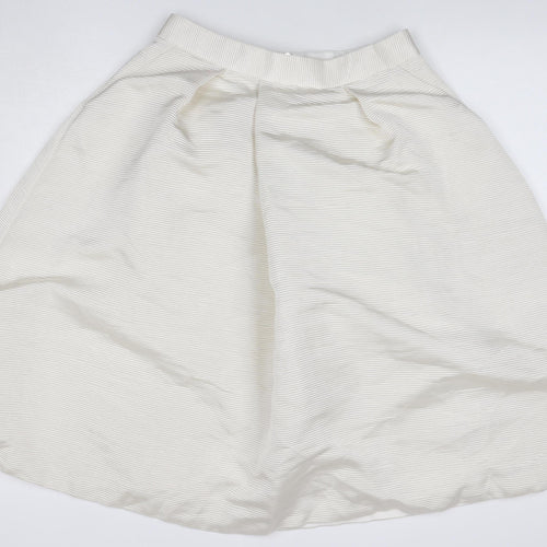 Ted Baker Women Ivory UK 12 A-Line Midi Textured Zip Skirt