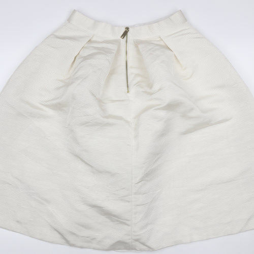 Ted Baker Women Ivory UK 12 A-Line Midi Textured Zip Skirt