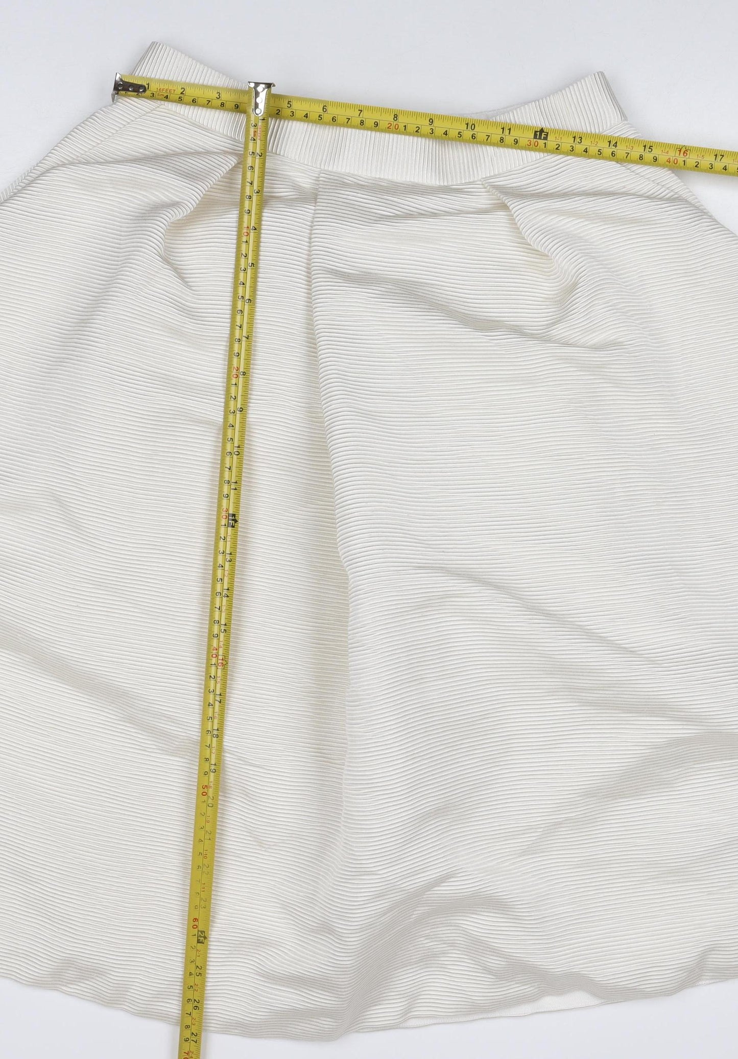 Ted Baker Women Ivory UK 12 A-Line Midi Textured Zip Skirt