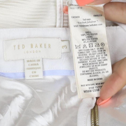 Ted Baker Women Ivory UK 12 A-Line Midi Textured Zip Skirt