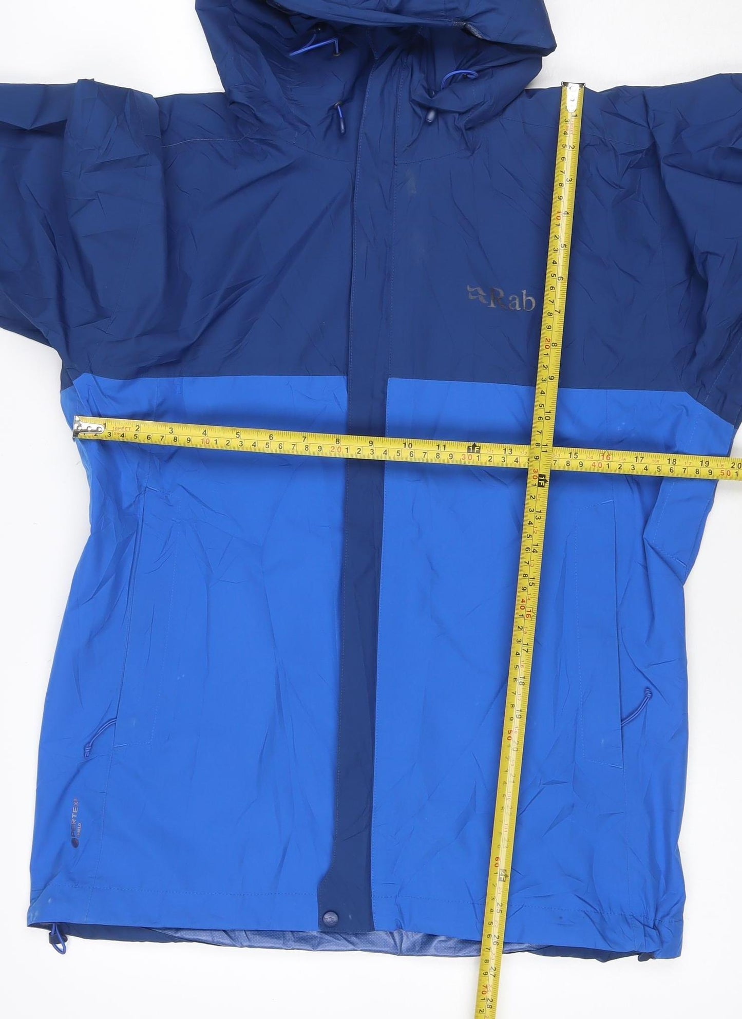 Rab Men’s Blue M Pertex Shield Hooded Waterproof Rain Jacket
