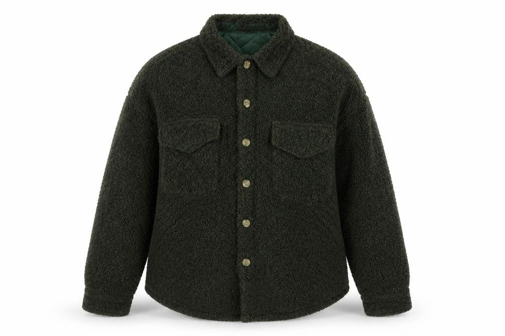 ASOS DESIGN Women’s Green Teddy Fleece Button Jacket UK 10 Lined