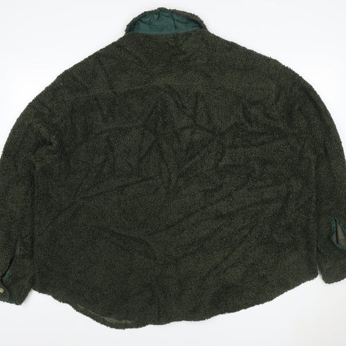 ASOS DESIGN Women’s Green Teddy Fleece Button Jacket UK 10 Lined