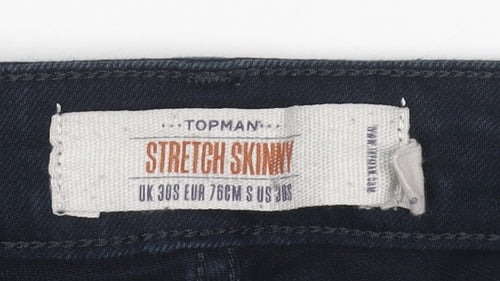 Topman Men's Blue W30 Short Stretch Skinny Jeans Cotton