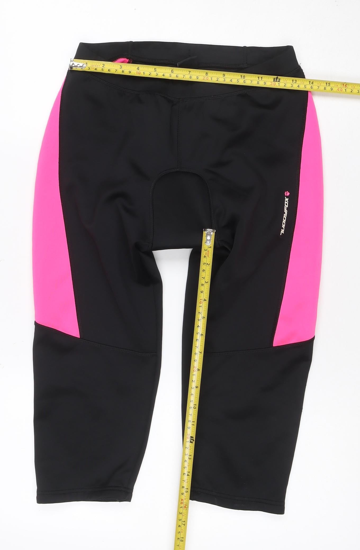 Muddyfox Women’s Black Pink Size 16 Cropped Padded Cycling Leggings