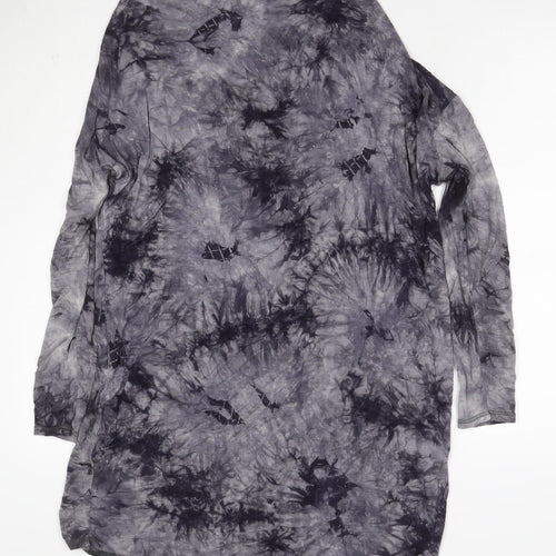 Maggie Sweet Women Grey Tie Dye S Asymmetric Cowl Neck Long Sleeve Dress