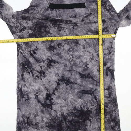Maggie Sweet Women Grey Tie Dye S Asymmetric Cowl Neck Long Sleeve Dress