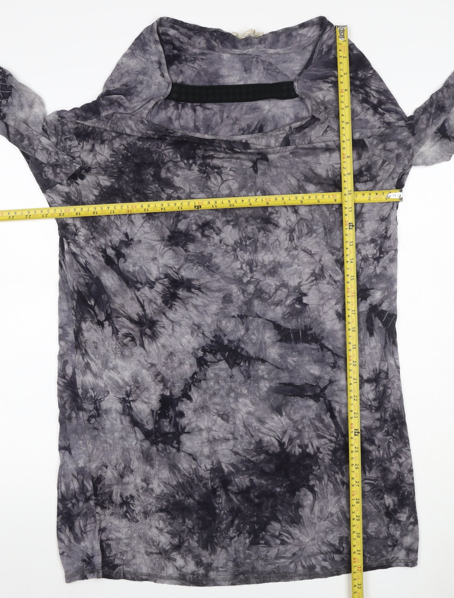 Maggie Sweet Women Grey Tie Dye S Asymmetric Cowl Neck Long Sleeve Dress