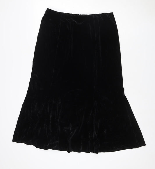 Eastex Women Black UK 14 Asymmetric Velvet Pencil Skirt Stretch