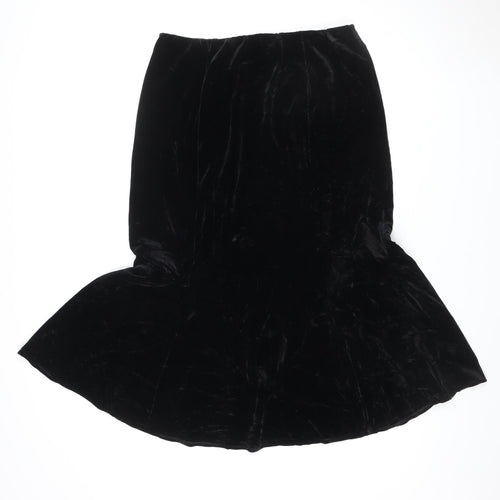 Eastex Women Black UK 14 Asymmetric Velvet Pencil Skirt Stretch