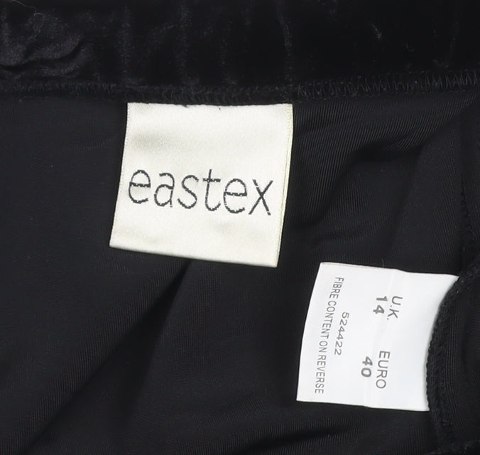 Eastex Women Black UK 14 Asymmetric Velvet Pencil Skirt Stretch