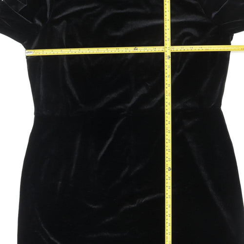 Women’s Black Velvet UK 22 Bodycon Puff Sleeve Party Dress