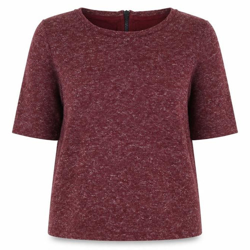 Topshop Women's Red UK 8 Basic Jersey 3/4 Sleeve Zip Back T-Shirt