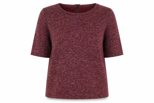 Topshop Women's Red UK 8 Basic Jersey 3/4 Sleeve Zip Back T-Shirt