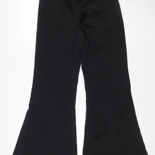 adidas Women Black S Flared Track Pants Stretch Athleisure