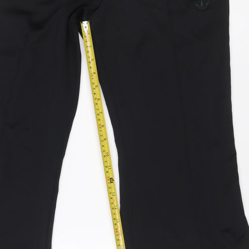 adidas Women Black S Flared Track Pants Stretch Athleisure