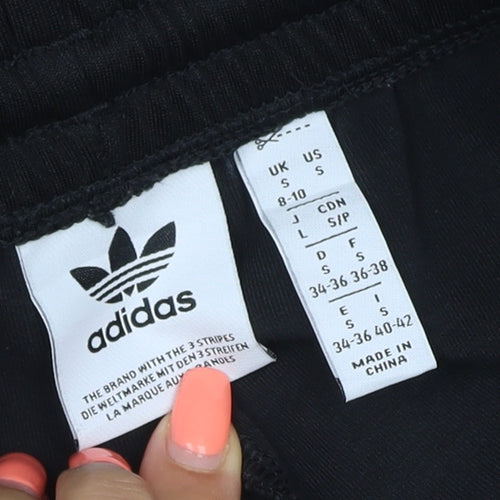 adidas Women Black S Flared Track Pants Stretch Athleisure