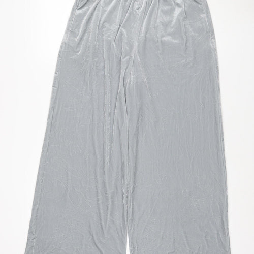 Marks and Spencer Women's Grey UK 12 Short Velvet Wide-Leg Trousers