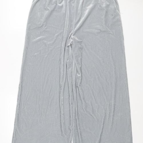 Marks and Spencer Women's Grey UK 12 Short Velvet Wide-Leg Trousers