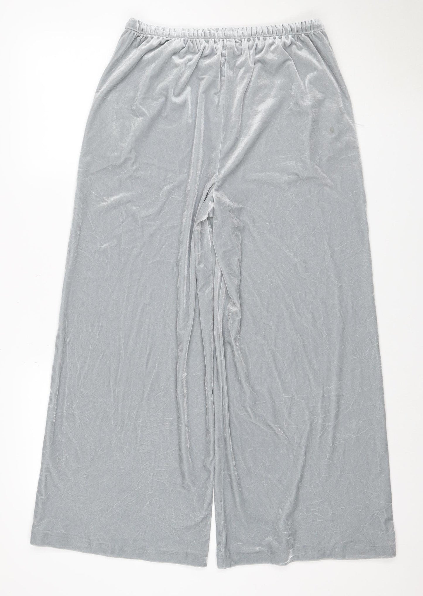 Marks and Spencer Women's Grey UK 12 Short Velvet Wide-Leg Trousers