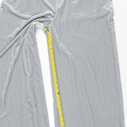 Marks and Spencer Women's Grey UK 12 Short Velvet Wide-Leg Trousers