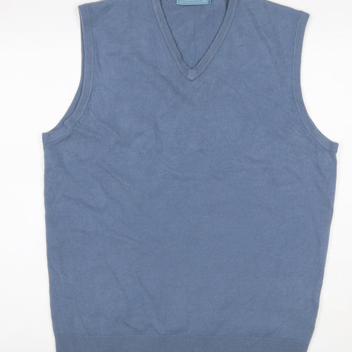 Green Woods Escape Men’s Blue L V-Neck Knit Sleeveless Jumper Vest