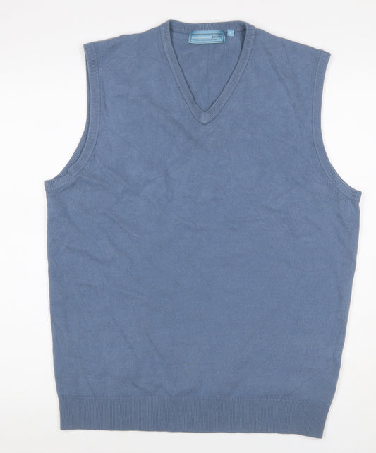 Green Woods Escape Men’s Blue L V-Neck Knit Sleeveless Jumper Vest