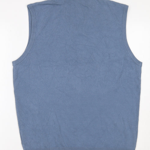 Green Woods Escape Men’s Blue L V-Neck Knit Sleeveless Jumper Vest