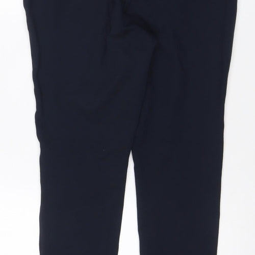 Marks and Spencer Women Black Size 14 Stretch Straight Trousers Zip Pockets