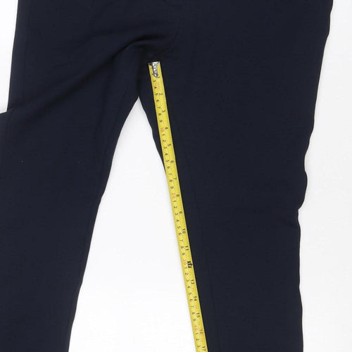 Marks and Spencer Women Black Size 14 Stretch Straight Trousers Zip Pockets