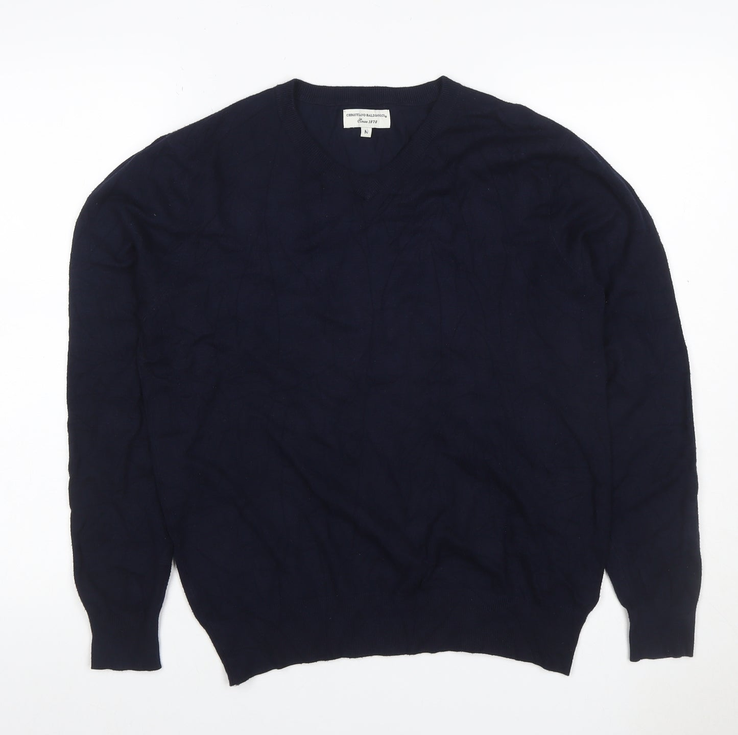 Cristiano Baldinucci Men’s Blue M V-Neck Wool Blend Pullover Jumper