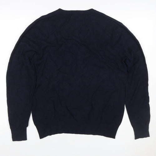Cristiano Baldinucci Men’s Blue M V-Neck Wool Blend Pullover Jumper