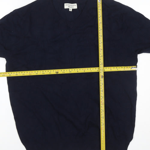 Cristiano Baldinucci Men’s Blue M V-Neck Wool Blend Pullover Jumper
