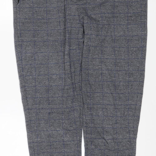 Marks & Spencer Men Grey Check Size 16 Jogger Trousers Drawstring
