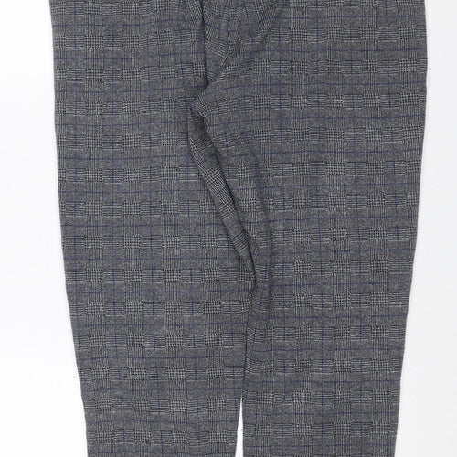 Marks & Spencer Men Grey Check Size 16 Jogger Trousers Drawstring
