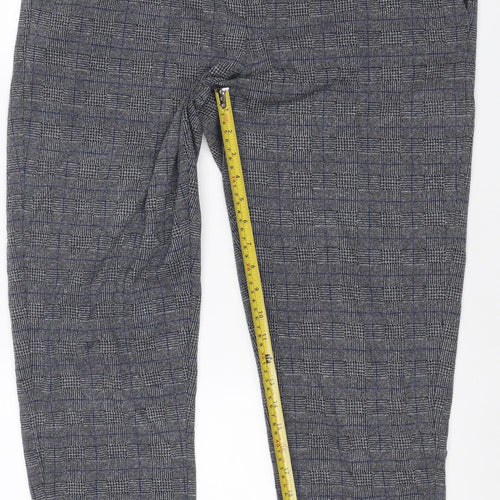 Marks & Spencer Men Grey Check Size 16 Jogger Trousers Drawstring