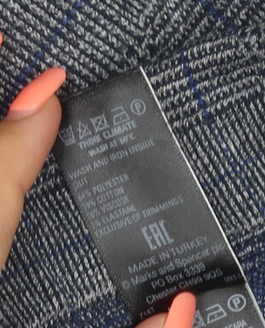 Marks & Spencer Men Grey Check Size 16 Jogger Trousers Drawstring