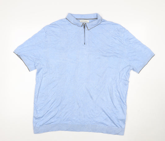 Autograph Men's Blue 2XL Short Sleeve 1/4 Zip Textured Knit Polo