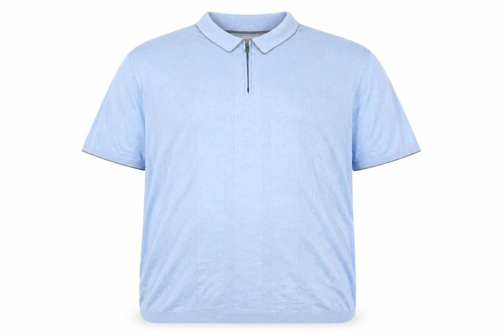 Autograph Men's Blue 2XL Short Sleeve 1/4 Zip Textured Knit Polo
