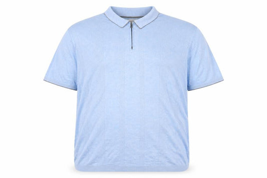 Autograph Men's Blue 2XL Short Sleeve 1/4 Zip Textured Knit Polo
