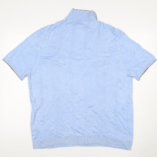 Autograph Men's Blue 2XL Short Sleeve 1/4 Zip Textured Knit Polo