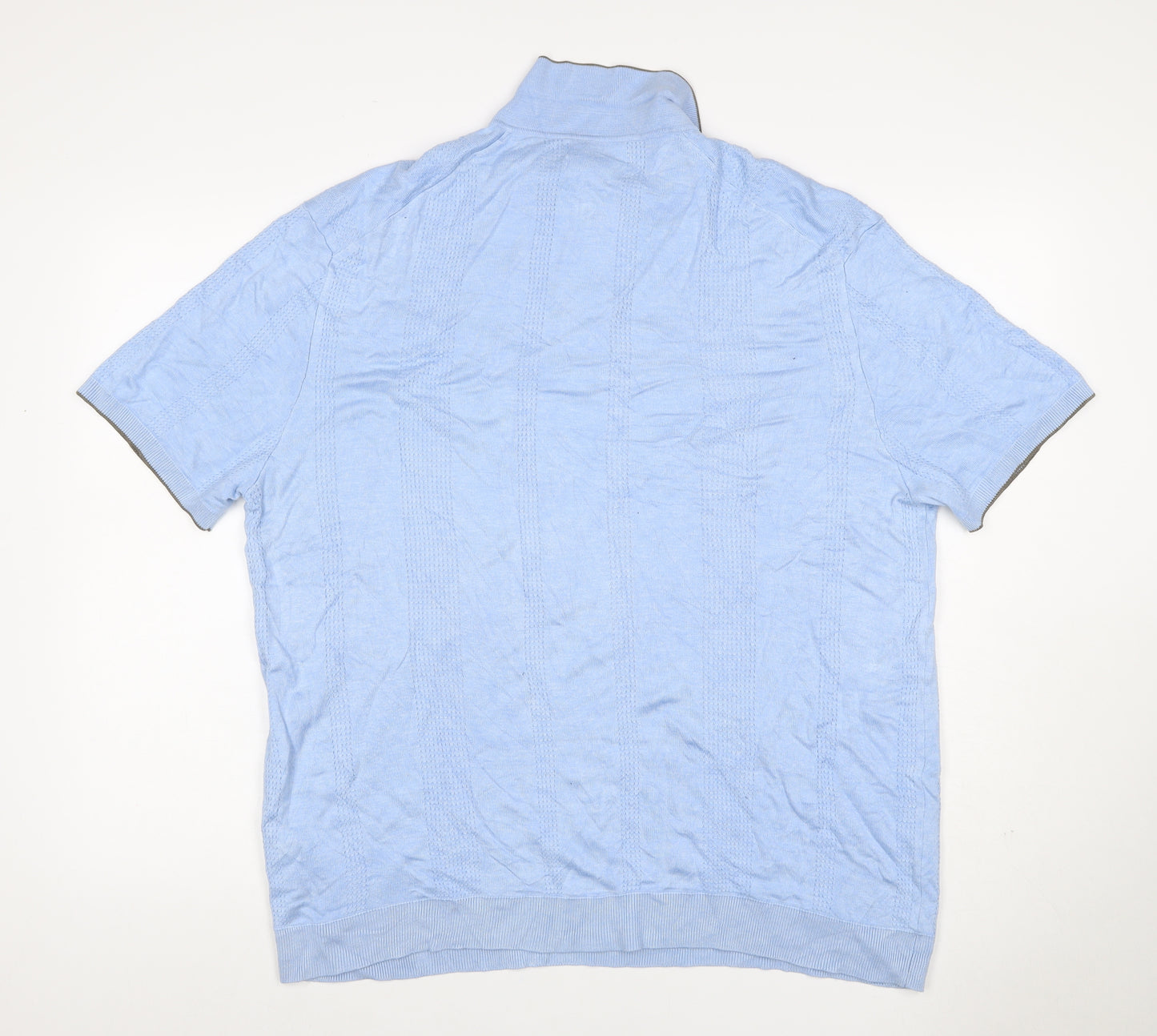 Autograph Men's Blue 2XL Short Sleeve 1/4 Zip Textured Knit Polo