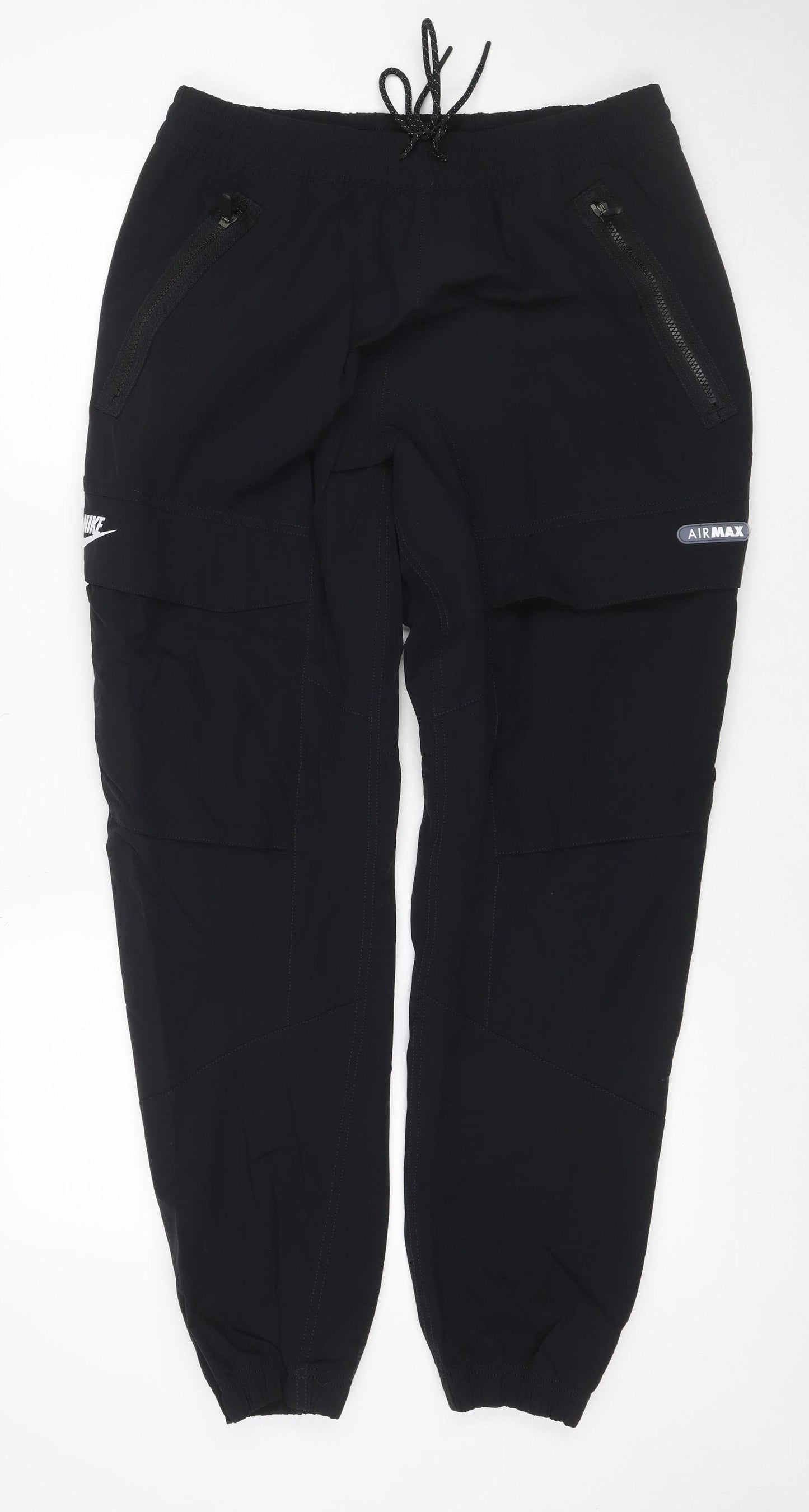 Nike Men’s Black L Air Max Jogger Track Pants Drawstring Zip Pockets