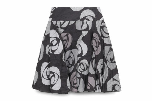 Phase Eight Women Black Grey Silk Floral A-Line Skirt UK 12 Lined