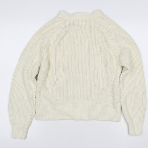 Marks and Spencer Women Ivory UK 14 Chunky Knit V-Neck Cardigan